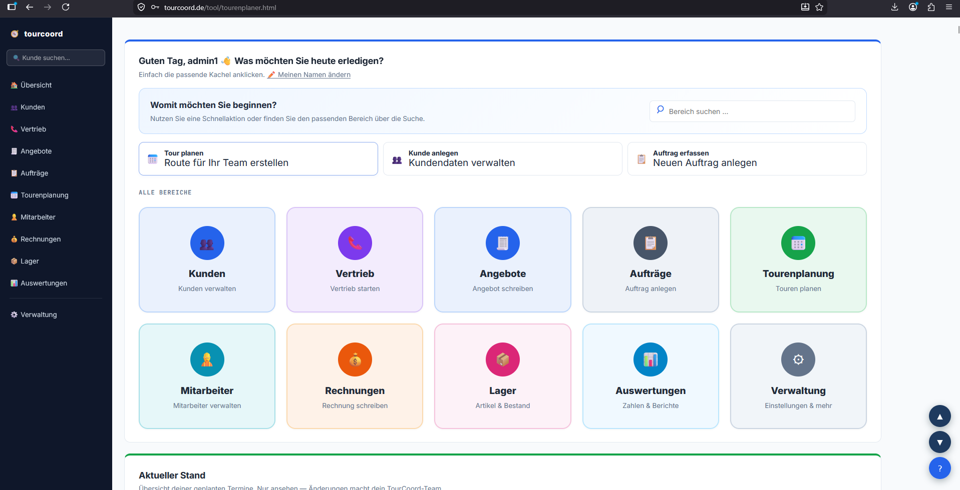 TourCoord Dashboard